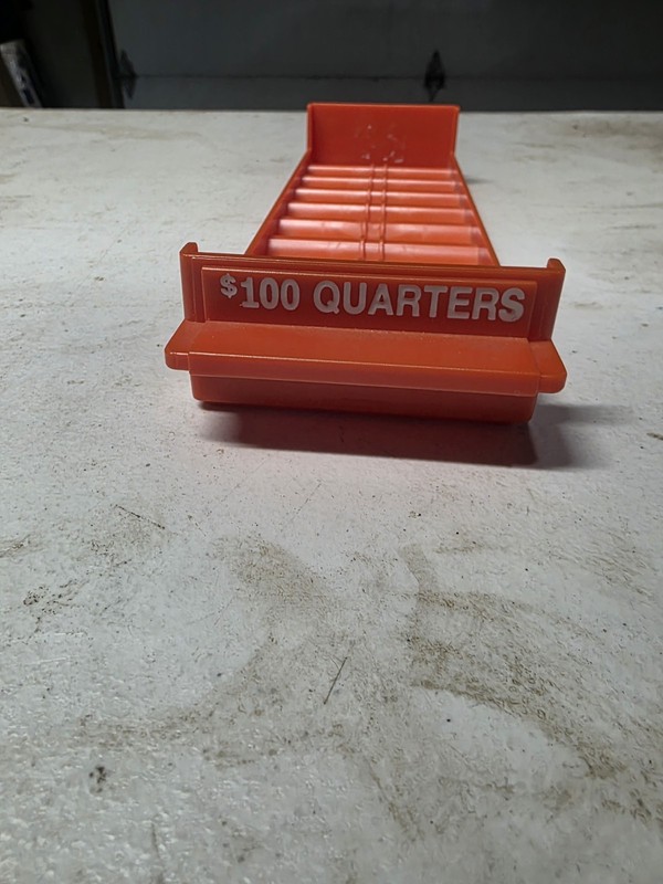 1 Major Metalfab MMF $100 Quarters Orange Coin Roll Tray Bank Teller Money Tray