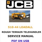 JCB 510-44 LOADALL TELEHANDLER SERVICE REPARATUR WERKSTATTHANDBUCH PDF AUF USB