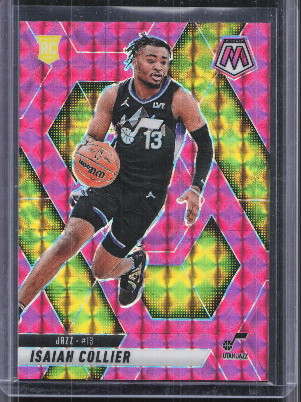 2024-25 Panini Mosaic #222 Isaiah Collier Pink Mosaic #/175