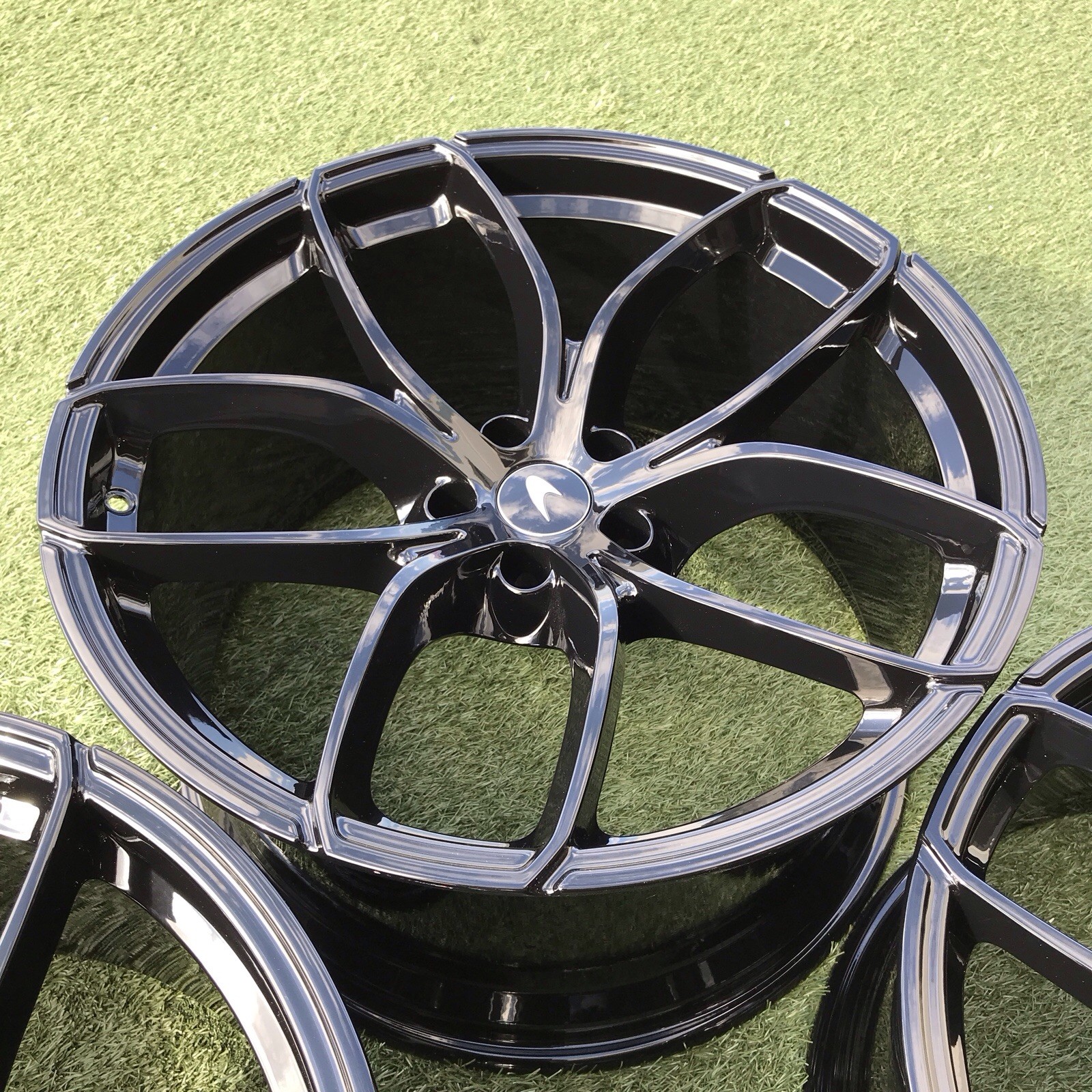 19 20 MCLAREN RIMS OEM STOCK FACTORY SET 4 720S WHEELS GENUINE BLACK GLOSS 720 S