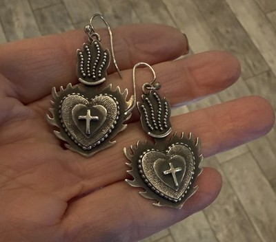 Juan Willie Sterling Silver Sacred Heart Earrings