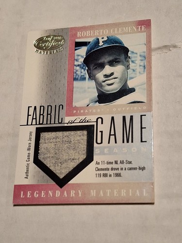2001 LEAF CERTIFIED FABRIC OF THE GAME ROBERTO CLEMENTE GOLD JERSEY 17/29 PIRATE