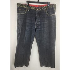 Crown Holder wide-leg button fly baggy Jeans mens 38/25 Y2K Street wear, urban