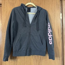 adidas Women's Full Zip Hoodie Pink Adidas On Sleeve Size Medium