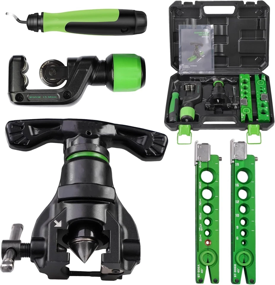 Heavy-Duty Manual Flaring Tool Kit with 45° Eccentric Design - 1/4'' to 3/4'' - Image 3 of 4
