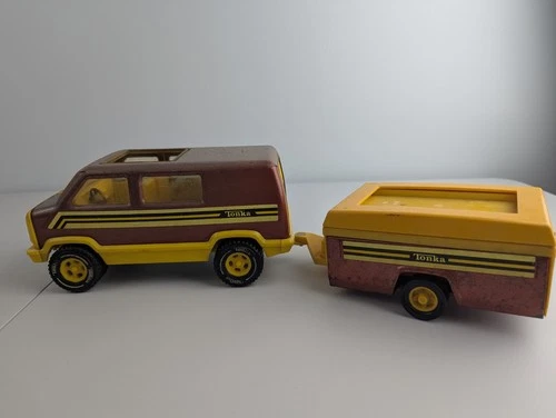 Vintage Tonka Van Brown W/ Pop Up Camper 1970’s