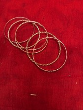 SET OF 6 GOLD-TONE WIRE BANGLES BRACELETS SMOOTH  TWISTED TEXTURES k16 