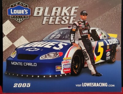 Rare NASCAR 2005 Blake Feese #5 Lowes Racing Team 8x10 Promo Handout Infor Card