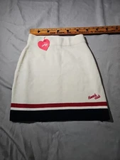 Mxm Heart Club Skirt Womens Small Red White Blue Knit Sweater Pull On Nwt