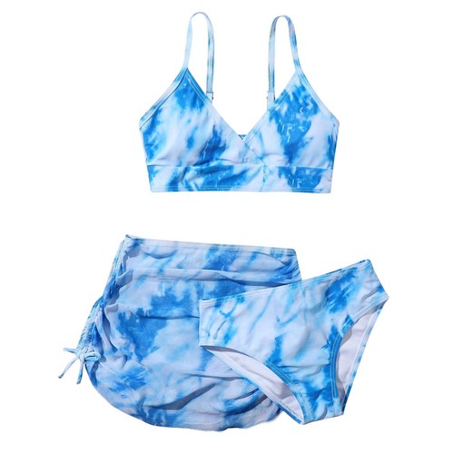 Girls Bathing Suit Tie Dye Swimsuit Colorful Bikini Top Swimwear Summer Outfits - Picture 4 of 40