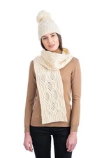 SAOL Aran Knit Scarf Irish 100% Merino Wool Scarf Cable Knit 68 x 8 inches