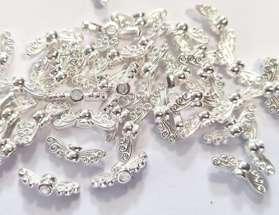 50 Engelsflügel Spacer Schmetterlingsflügel Flügel Farbe silber 14mm #S325