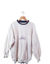 Knitted Jumper Mens New York Medium / Large M/L Sweater Beige