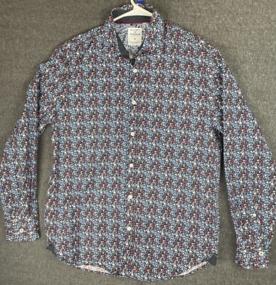 Society of Threads Shirt Mens M Floral Long Sleeve Button Up Comfort Slim Fit