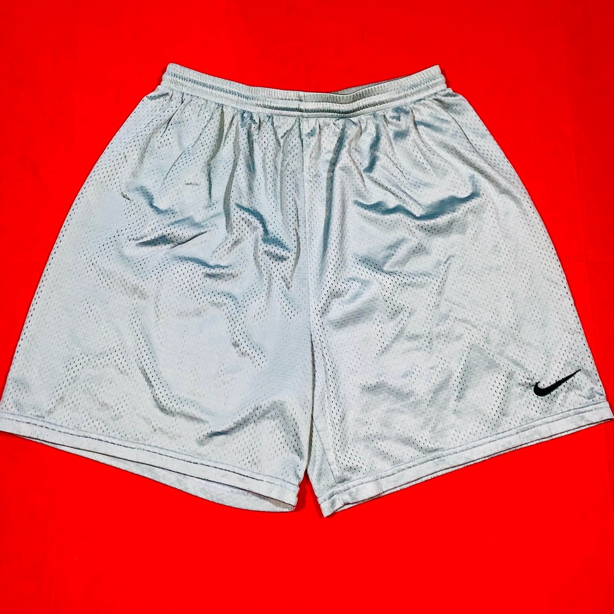 Rare Nike Basketball Mesh Vintage Gray Silver Shorts Large