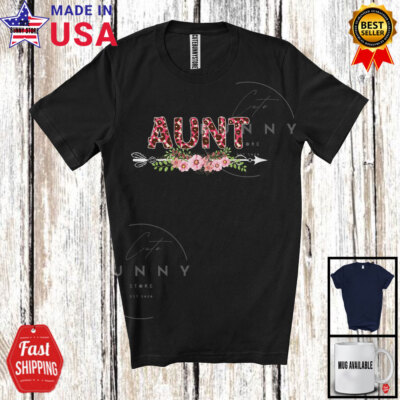 Aunt, Adorable Mother's Day Leopard Flowers, Proud Aunt Family Group T-Shirt