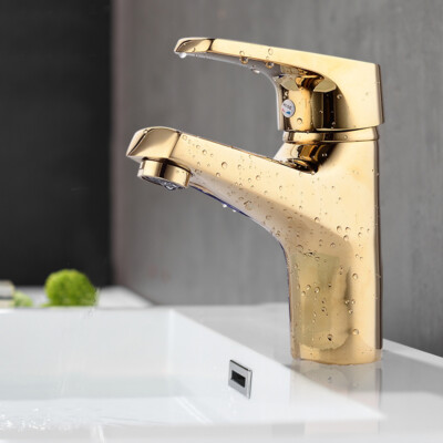 Gold Wasserhahn Waschtischarmatur Chrom Waschbecken Mischbatterie Badarmatur DHL