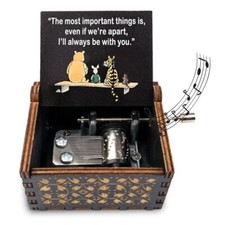 Cute Bear Best Friend Wood Music Box Gifts for Women, Friendship BBF Blacke5
