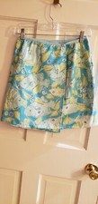 LILLY PULITZER GIRL'S SIZE 14 REVERSIBLE WRAP SKIRT BLUE GREEN FISH SHELLS