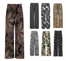 NEW WOMENS PLUS SIZE PALAZZO TROUSERS LADIES BAGGY WIDE LEG STRETCH PANTS 12-26