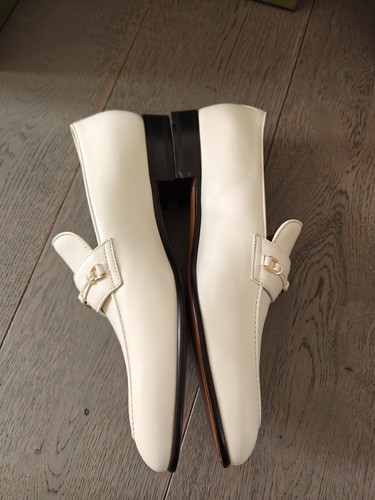 Gucci Mocassino GG ad incastro scarpe in pelle bianca UK 10,5 US 11 738468 13653G - Foto 3 di 6