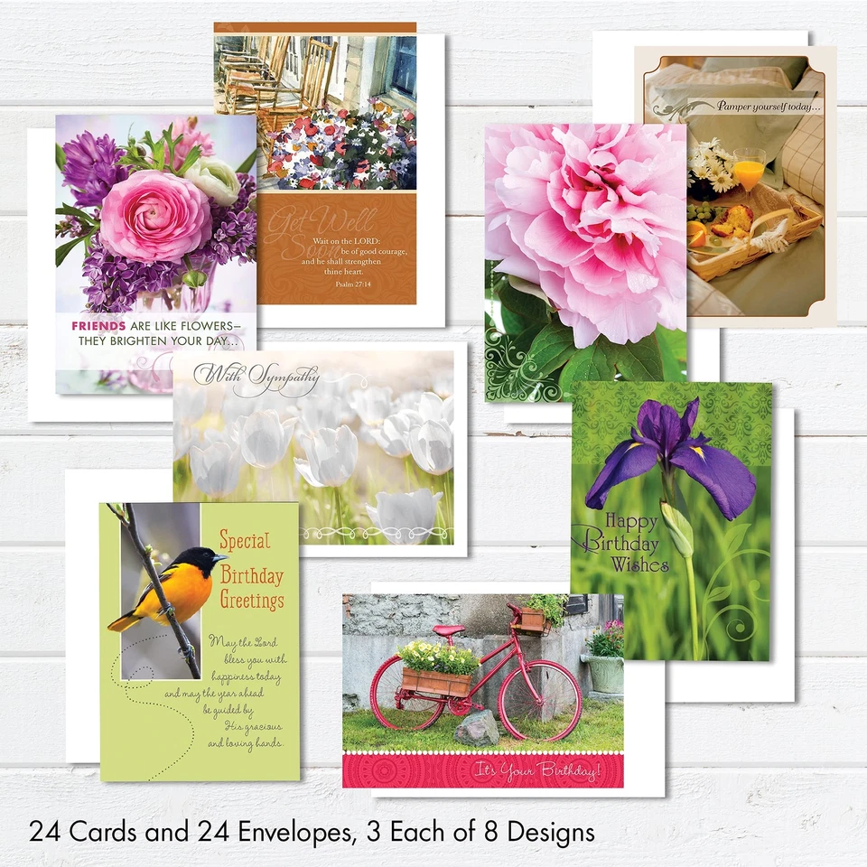 Surtido de 24 tarjetas de felicitación basadas en la fe para todas las ocasiones con escritura KJV Foto 3 de 4