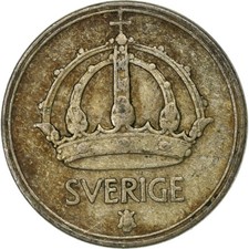 Schweden, Gustaf V, 10 &Ouml;re, 1950, Silber, SS, KM:813