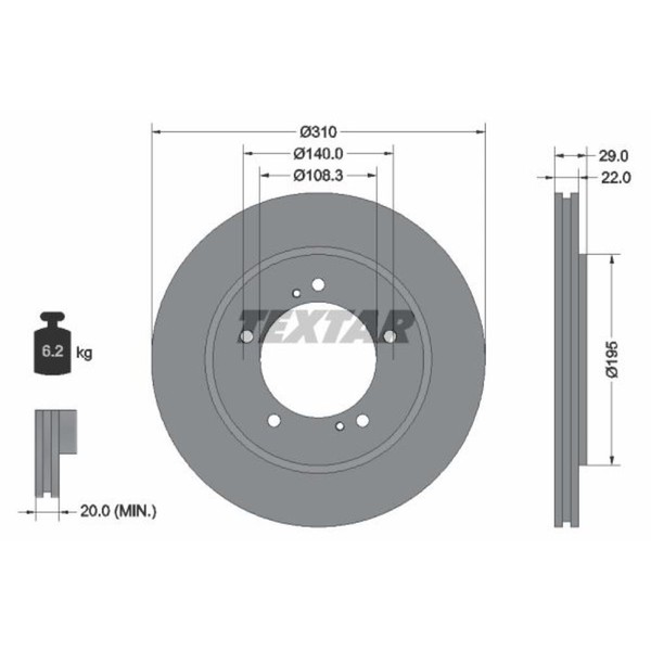 Textar 2X Bremsscheibe Vorne Ø310 Mm InnenbelüFtet FüR Suzuki Grand Vitara I-image