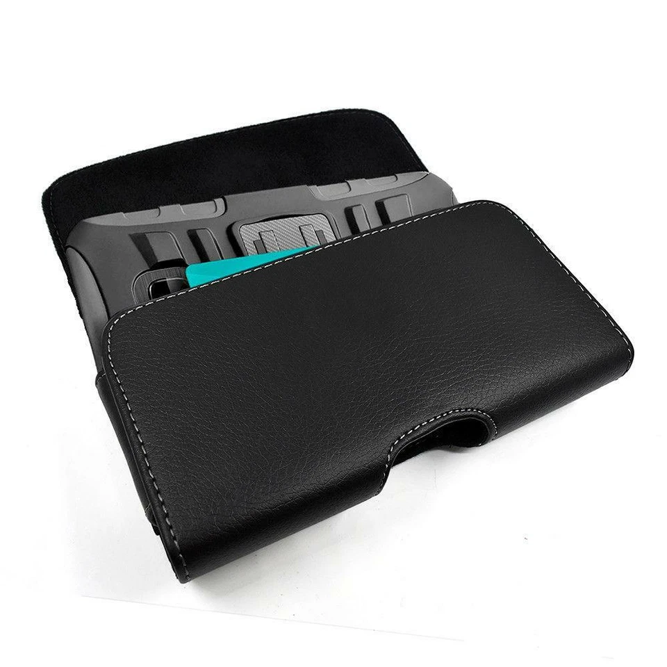 Funda horizontal con clip para cinturón de cuero negro para SAMSUNG GALAXY S22 ULTRA Foto 3 de 4