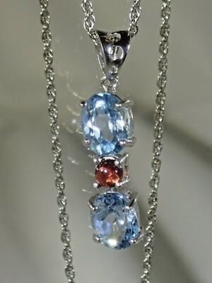 NATURAL AAA BEAUTIFUL SKY BLUE TOPAZ .925 STERLING SILVER NECKLACE, 20. ...