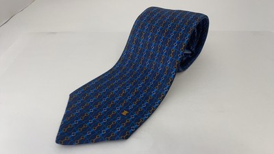 CERINE PARIS Necktie Blue Geometric Pattern with Logo Men s Tie