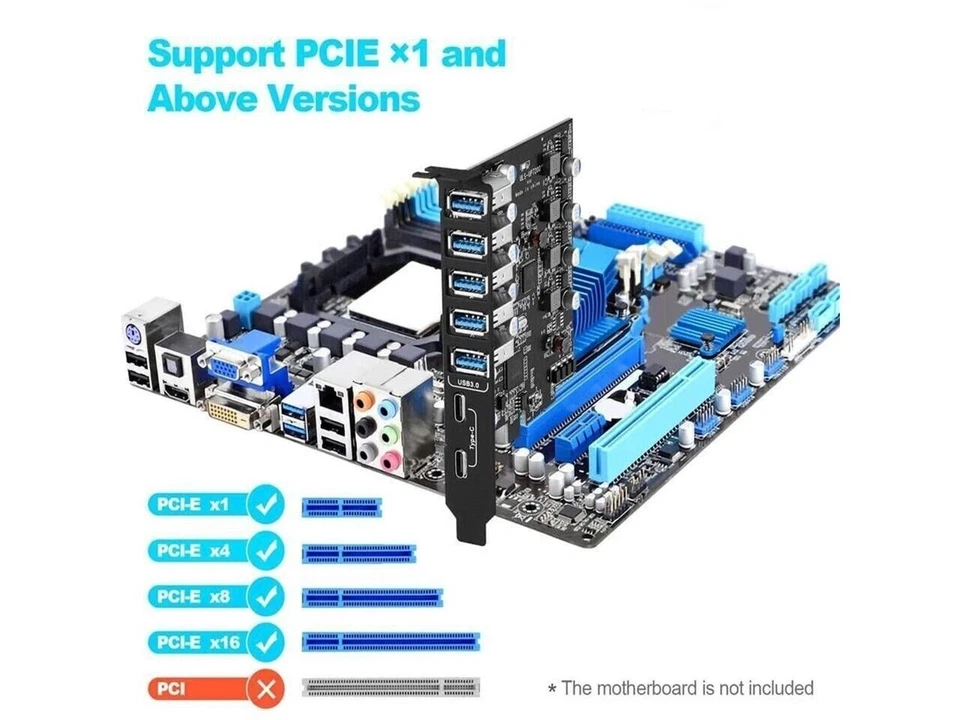 PCI/PCIe USB C/A Adapter Expansion Card 20Gbps 2 USB C 3.2 USB A 3.0 Ports - Image 2 of 2