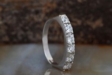 0.60Ct White Round Stone Stackable Wedding Band Ring Solid 925 Sterling Silver