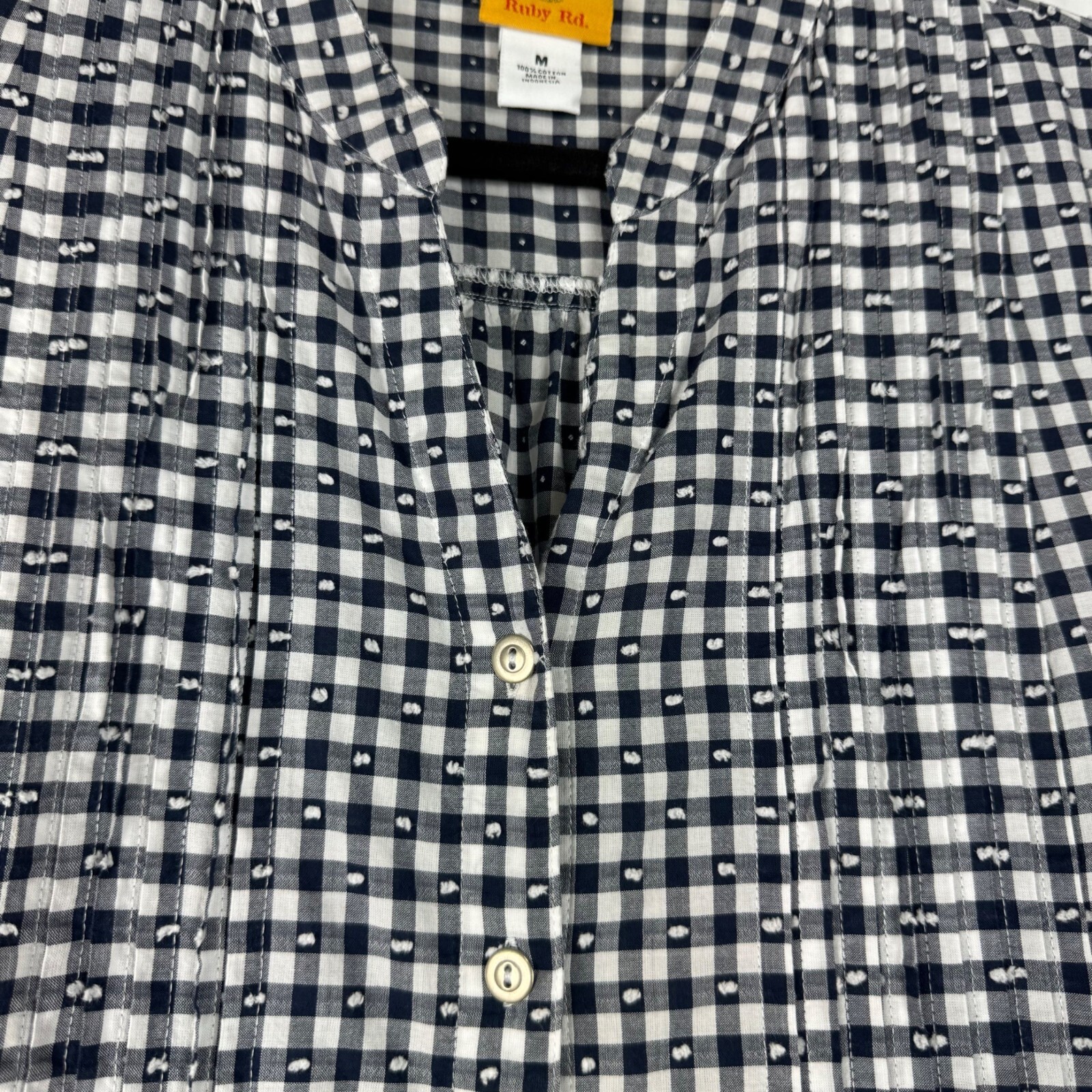 Ruby Rd Blue White Gingham Cotton Top Button Up P… - image 3