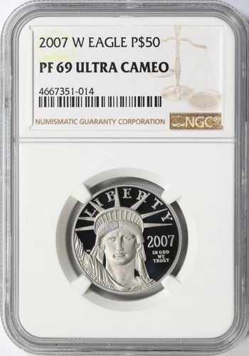 2007-W $50 Platinum Eagle Statue of Liberty NGC PF69 Ultra Cameo