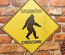 Lg,  Vintage Patina Style Embossed Sasquatch Crossing Sign   FREE SHIPPING!