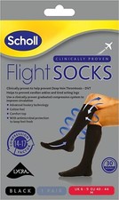 Scholl Flight Socks, Black UK Size 6-9, Unisex Compression Socks for Travel 1 pr