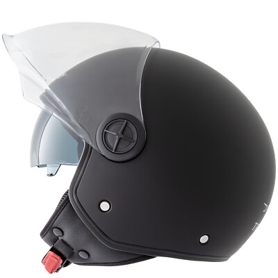 Casco Moto Retrò Jet Con Doppia Visiera, Omologazione ECE, ABS + EPS, Taglia M (55-57 Cm), Peso 1200g, Per Uomo E Donna, Nero