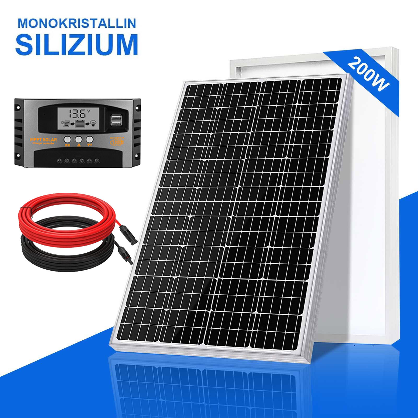 200W 12V Monocrystalline Solar Panel Kit for Marine Boat RV Home High Efficiency  