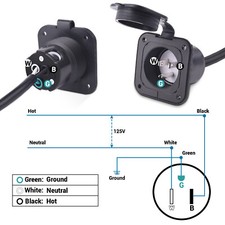 15A AC Port Plug Inlet Port 125V 18 inch Inlet Port Extension Cord for RV Camper