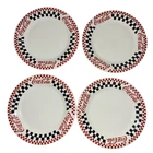 Gibson Coca Cola Dinner Plates Red White Black Checkered Set Of 4 1996 Vintage