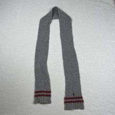 Vintage Polo Ralph Lauren Scarf Gray Cable Knit Striped Lambswool Cashmere Wool