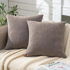 Decorative Chenille Throw Pillow Covers 24x24 Inch Pack of 2, Soft Square Couch