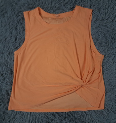 Beyond Yoga Tank Top Womens XL Front Knot Sleeveless Peach Orange Activewear USA