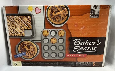 Vintage Bakers s Secret Non-Stick 5 Pc Set 2001 Includes Cake-Cookie-Muffin Pans