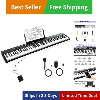 88 Key SEMI-Weighted Keyboard Piano For Beginners w/MIDI, Bluetooth, 1000 Ton...