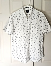 The Original Ben Sherman sz L Blue Scribble Dot Stretch Cotton Button Down Shirt