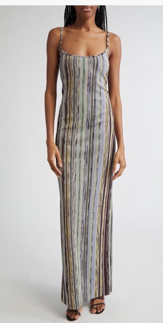 MISSONI イタリア製 テープデザイン マキシスカート I42 M By Missoni Maxi Metallic Striped Dress With Lining. Size