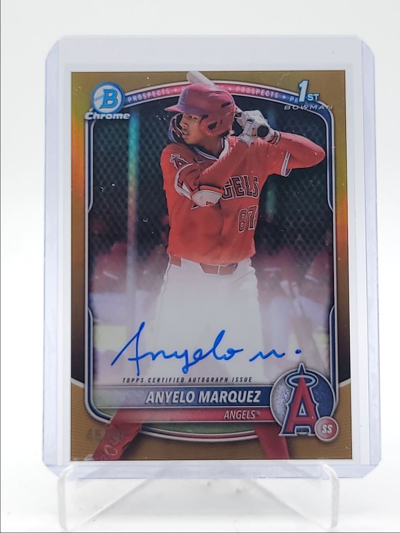 ANYELO MARQUEZ 2025 BOWMAN CHROME 1ST TRUE GOLD REFRACTOR AUTO /50 Q3967