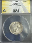 1917 25c Silver Standing Liberty Quarter AU 58 ANACS Lightly Cleaned Looks FH